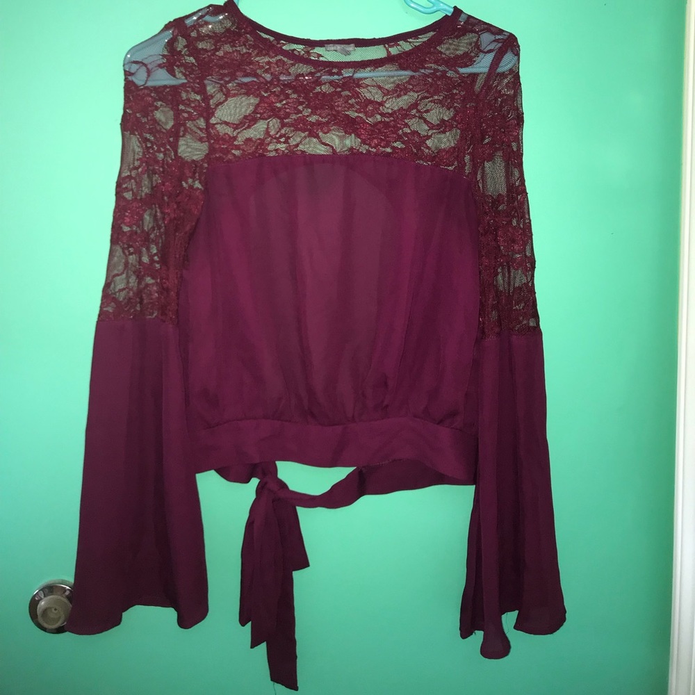 Cropped Bell Sleeve Blouse